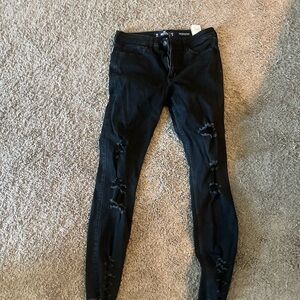 Black Distressed Skinny Jeans Hollister